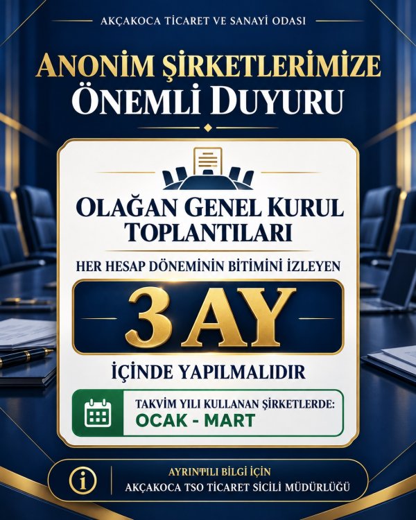 ANONİM ŞİRKET ÜYELERİMİZE ÖNEMLİ DUYURU